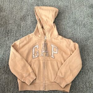 GAP Kids Sequin Logo Hoodie Tan Size Medium 8